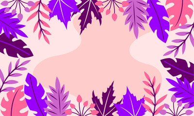 Flat abstract floral leaves background