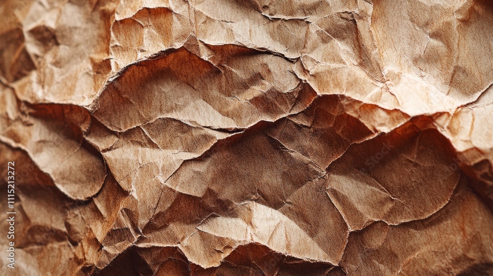 Aufkleber textured brown paper surface showcases its unique, crinkled patterns, inviting exploration and creat