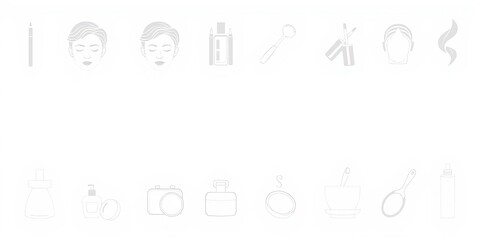Obraz premium Collection of minimalist outline icons representing various spa and beauty services such as massage, facials, hair styling, nail care, makeup, aromatherapy, and skincare, collection, massage
