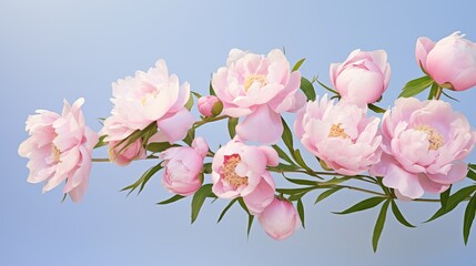 Obraz premium A beautiful bunch of pink and white peonies arranged against a soft background,generative ai illustration