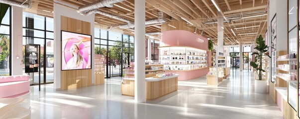 Obraz premium Modern and Stylish Beauty Store Interior Design.