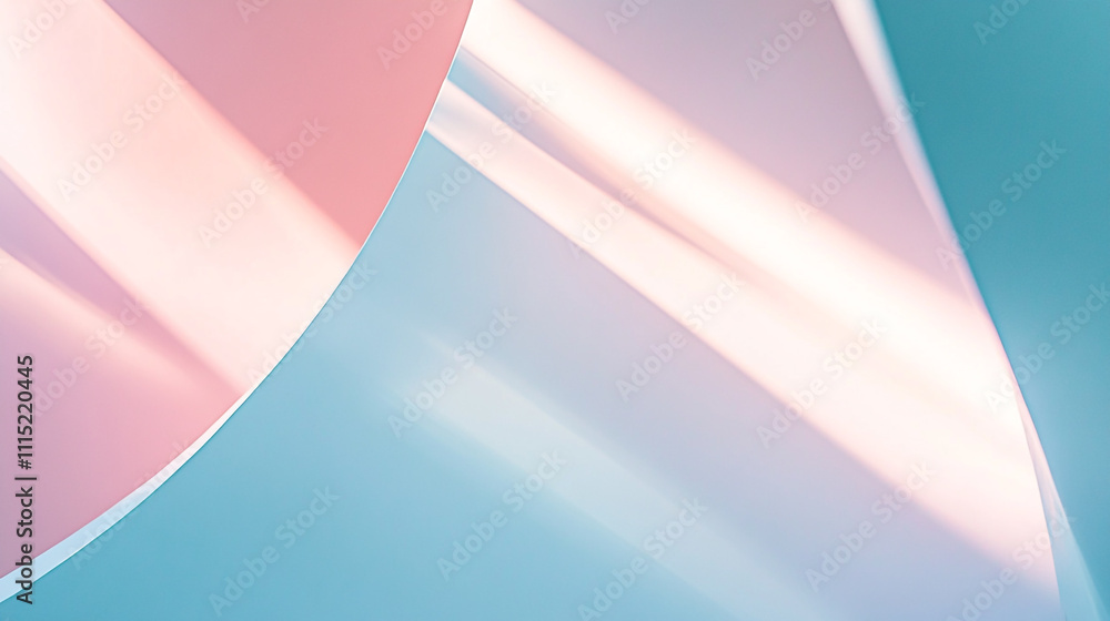 Poster vibrant geometric shapes with soft pastel colors creating a dynamic visual effect
