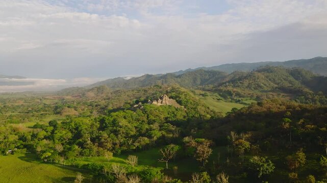 Aerial shot of Tonina archeological site in Chiapas, Mexico