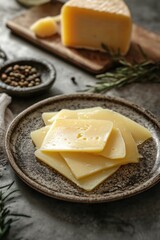 Plate of Cheese on Table
