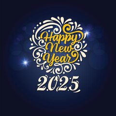 Free vector Flat Happy New Year 2025 Caligraphy Card