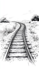 Obraz premium A winding railway track through a serene landscape, evoking a sense of journey and exploration.