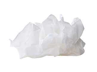 Obraz premium Side view of screwed or crumpled white tissue paper ball isolated on white background with clipping path