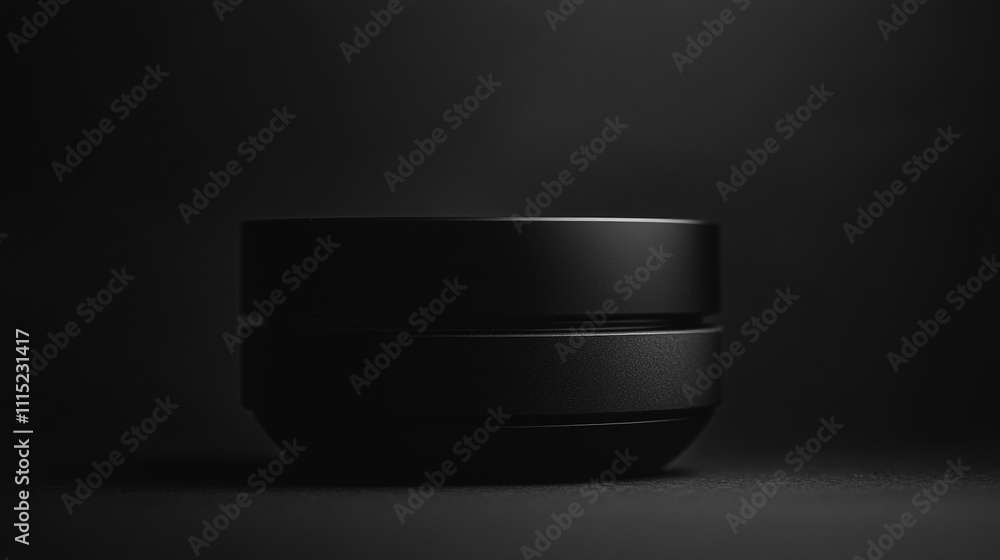 Poster black sleek container with minimalist design against a dark background showcasing elegant simplicity