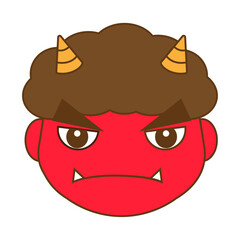 シンプルな赤鬼の顔のみのイラスト