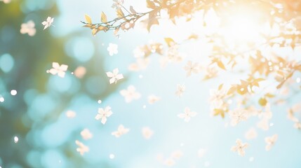 Obraz premium Softly Falling Petals Under Gentle Sunlight in Serene Nature Scene