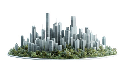 Fototapeta premium Cityscape with buildings and trees, a fusion of urban natural elements in modern metropolis