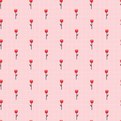 Seamless Red Tulip Pattern on Soft Pink Background for Decoration