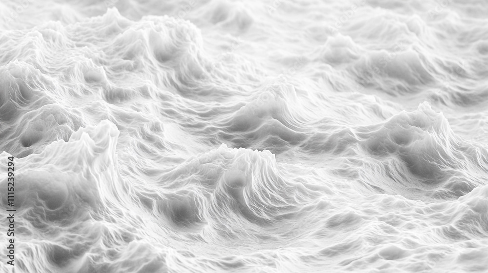 Poster surging ocean waves display dynamic patterns in shades of gray and white