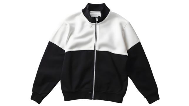 Blank black and white quarter zip sweater, looped rotation isolated on a transparent background