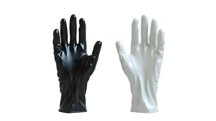 Obraz premium Blank black and white rubber gloves mockup, front and back isolated on a transparent background