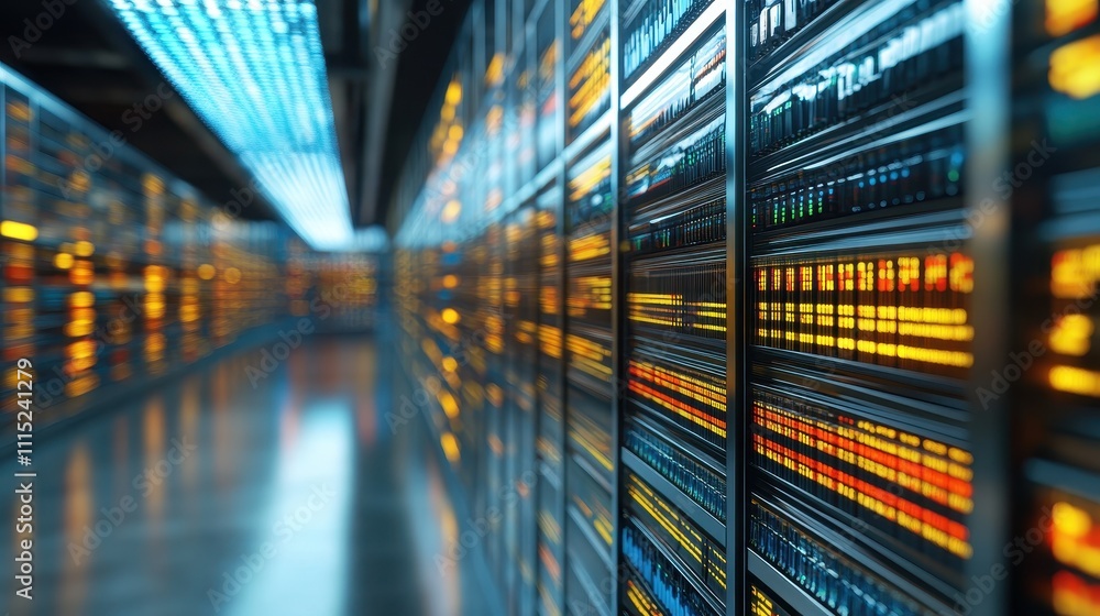 Aufkleber illuminated server racks in a data center