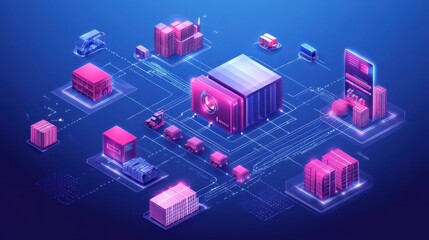 Fototapeta premium Futuristic Data Center and Cloud Computing Infrastructure