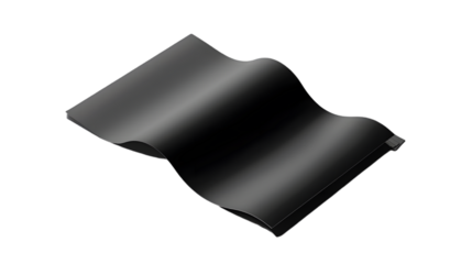 Blank black flexible rectangular display flat and folded mockup, isolated on a transparent background