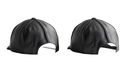 Blank black sport swim cap mockup front, side, back mockup isolated on a transparent background