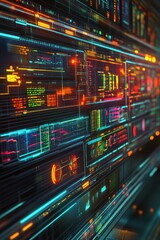 Fototapeta premium Vibrant Digital Landscape: Layers of Technological Complexity