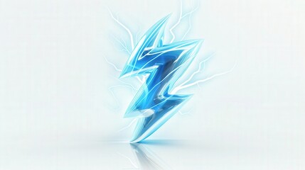 Obraz premium Electric blue lightning bolt symbol with glowing effect and particle details on white background