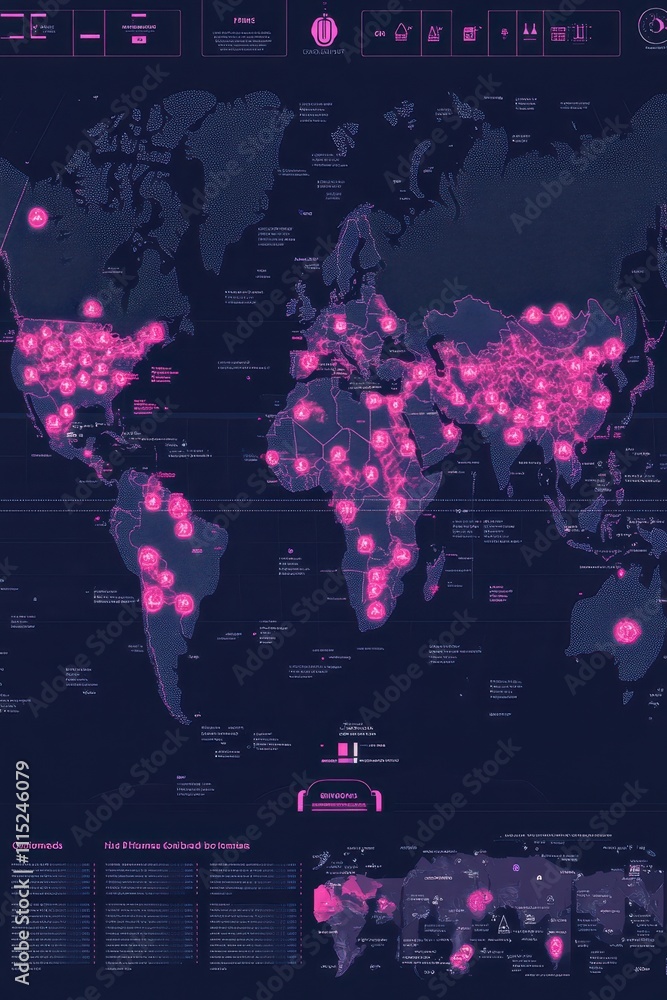 Poster visualizing global connectivity: a captivating geopolitical map