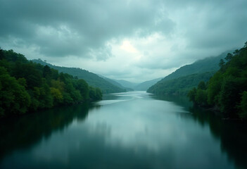 Scenic view of river against cloudy sky