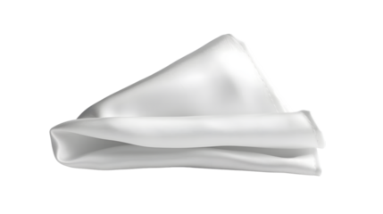 Blank white folded pocket square classic suit mockup side view, isolated on a transparent background