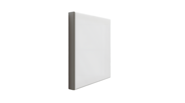 Blank white square magnet on fridge mockup, side view isolated on a transparent background
