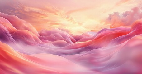 Fototapeta premium Flowing Swirling Pink Mist and Ethereal Abstract Background with Soft Pastel Shades, Dreamy and Gentle Layers of Light Textures for Elegant, Calming Design Elements, Generative AI