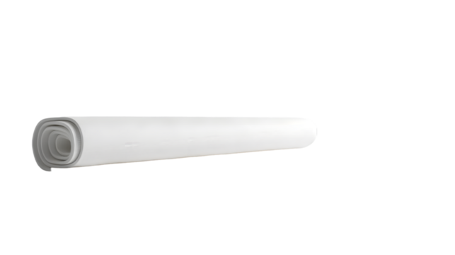 Blank white yoga mat mockup lying top view, front back isolated on a transparent background