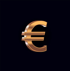 Obraz premium Luxurious Golden Currency 3D Symbols Vector Illustration Featuring Euro Signs