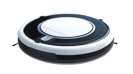 Robotic vacuum cleaner on white, effortless automated home cleaning solution