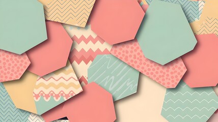 Fototapeta premium Pastel Shapes with Patterns Background