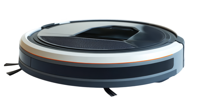 Robotic vacuum cleaner on white, efficient automated cleaning technology for spotless homes