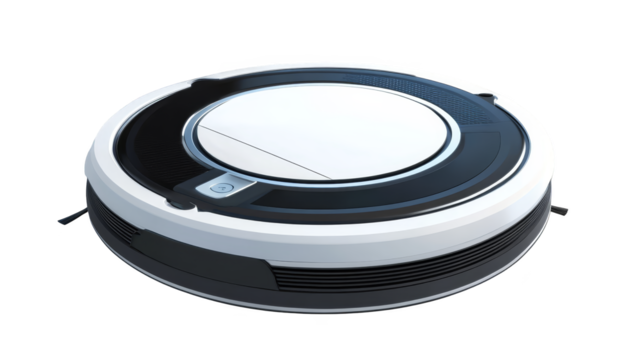 Robotic vacuum cleaner on white, effortless automated home cleaning solution