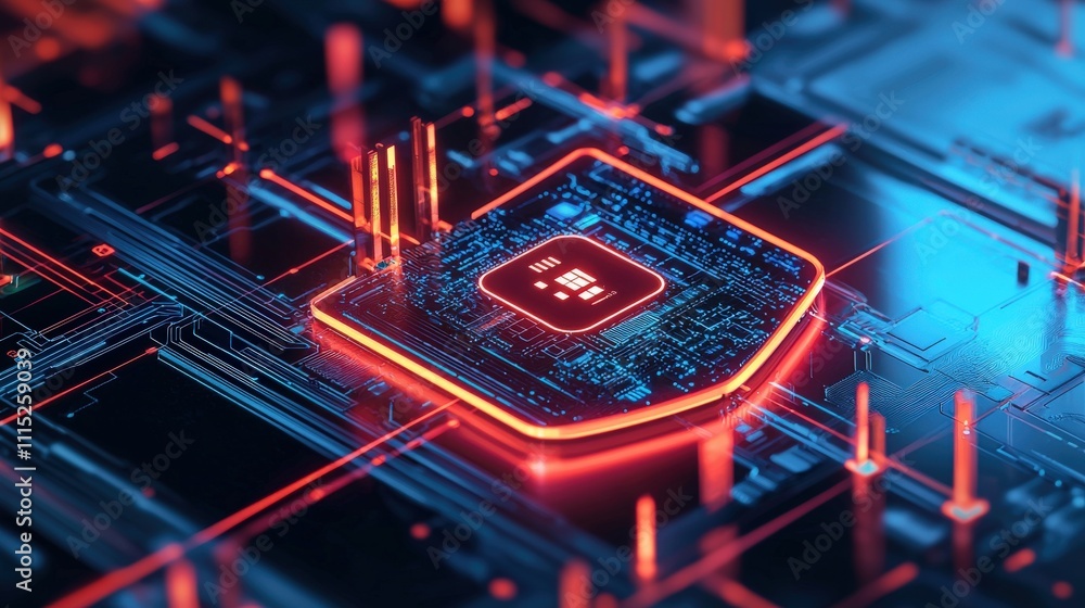 Fototapete Digital privacy protection concept cybersecurity environment graphic visualization high-tech perspective data security theme