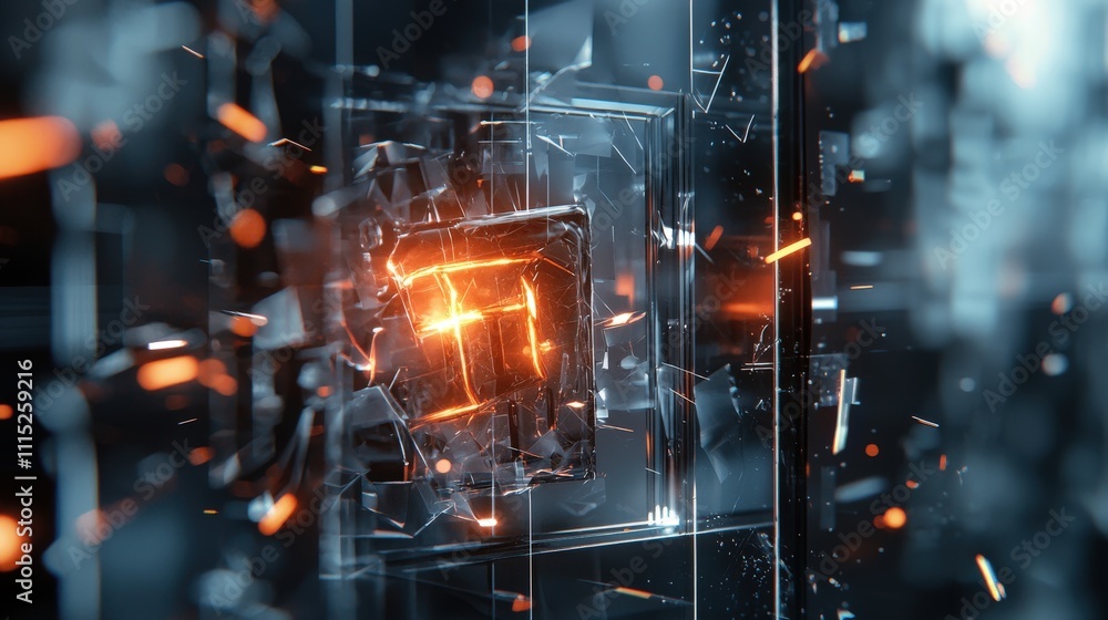 Poster Futuristic cybersecurity visualization abstract digital art for enhanced protection in dynamic environments