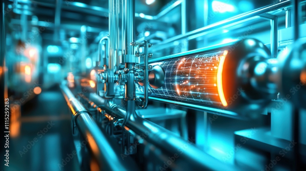 Poster zero-emission technology revolutionizes industrial processes in futuristic factory environment with 