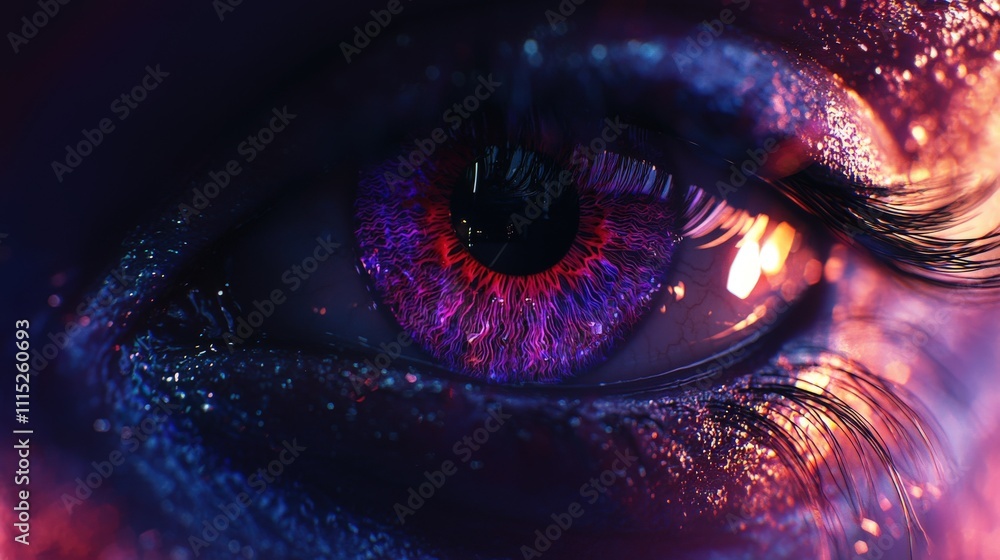 Poster vibrant eye closeup artistic display abstract photography studio setting intimate perspective colorf