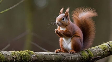 Obraz premium Red squirrel in The County of Northumberland, England 