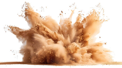 dry sand or soil explosion isolated on a transparent background