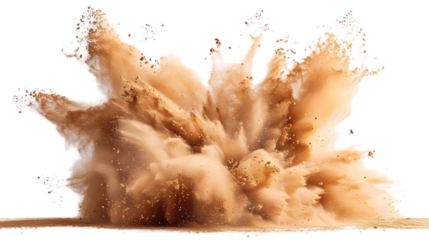 dry sand or soil explosion isolated on a transparent background