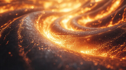 Abstract image of a data funnel with swirling digital particles representing data flow innovation information processing efficiency analytics and technological connectivity