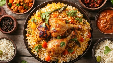 Delicious Chicken Biryani with Garnish