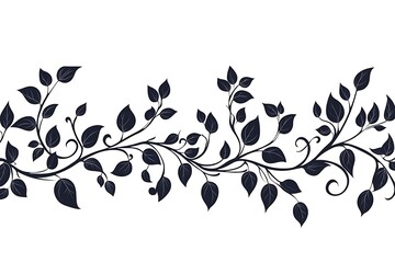 Elegant black and white floral vine border design for print and web.