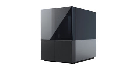 Fototapeta premium A striking black and white computer case for modern tech enthusiasts