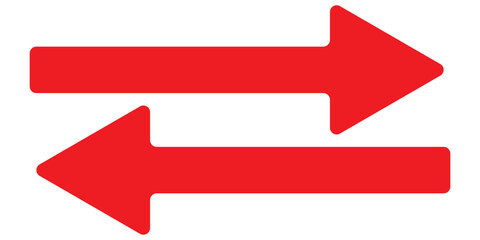 Red arrow icon. Straight long left vector arrow icon