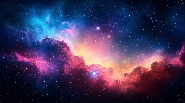 Colorful galaxy scene featuring radiant nebula clouds cosmic starlight and sparkling stars capturing the beauty of the endless universe