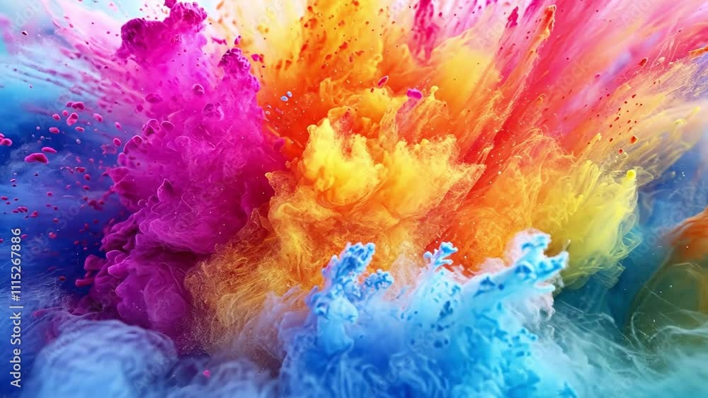 Poster color explosion: a vibrant and dynamic abstract image of a colorful explosion of paint, capturing th